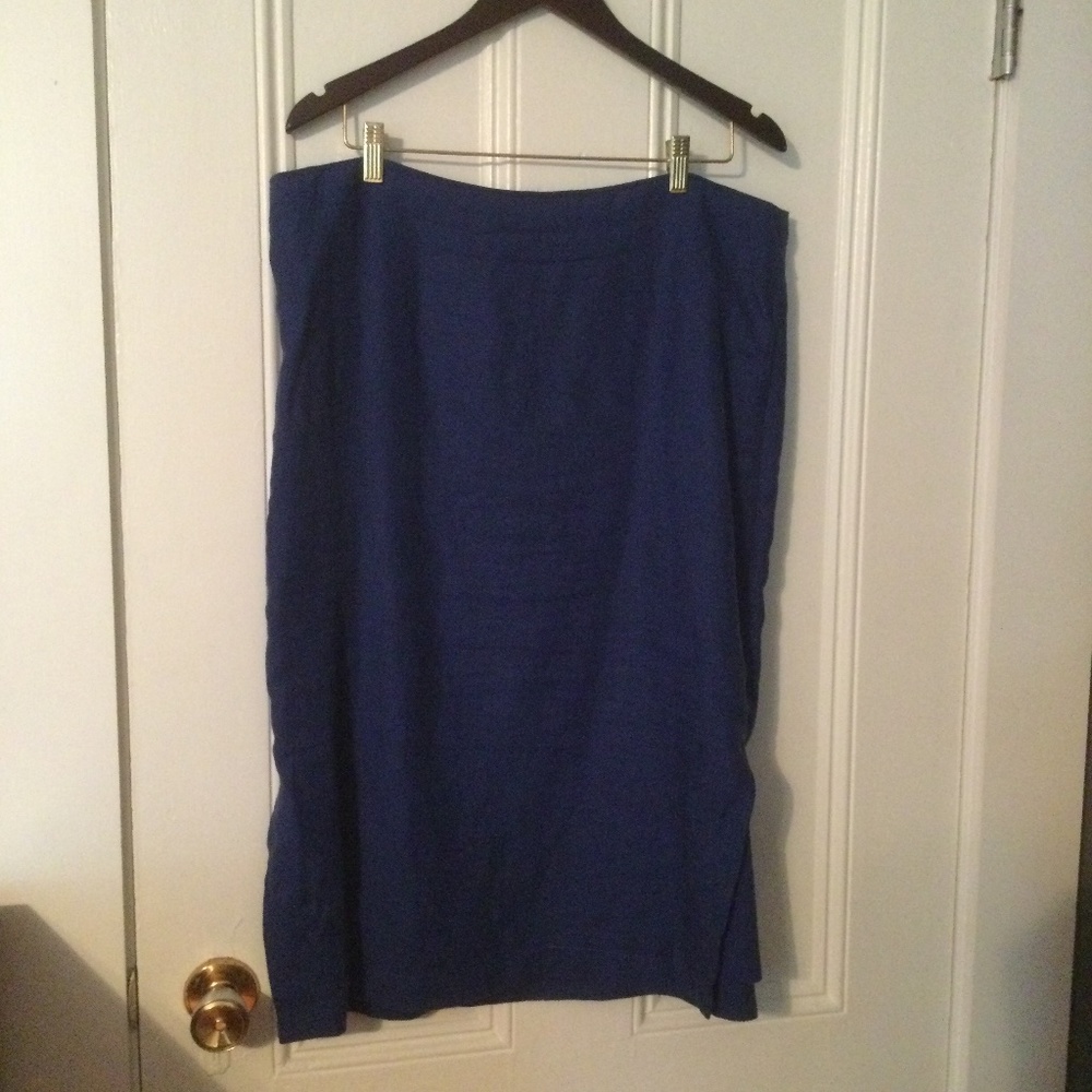Talbots Cobalt Blue 100% Linen Double Side Slit Skirt